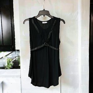 Tobi Black Sleeveless Shirt with Bondage/Harness Strap Detail | Size XS | NWOT